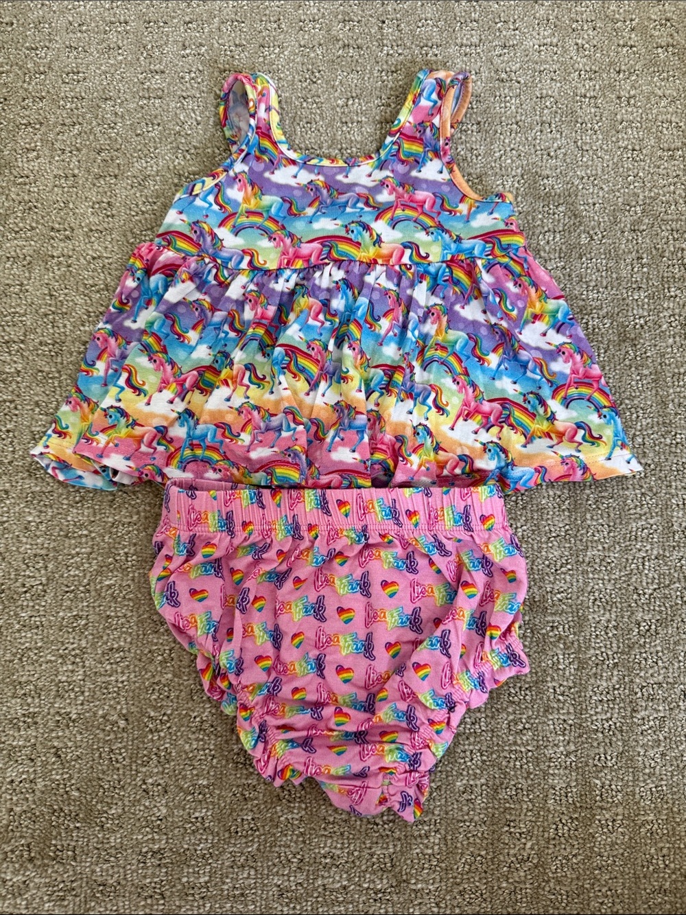 Posh Peanut Lisa Frank Bummie Tank Unicorn Set